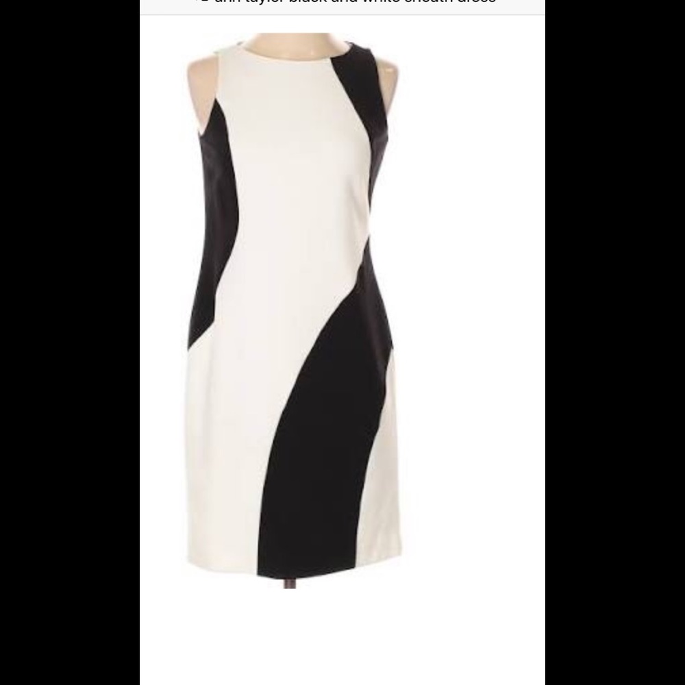Ann Taylor Black and White Colorblock Midi Dress
